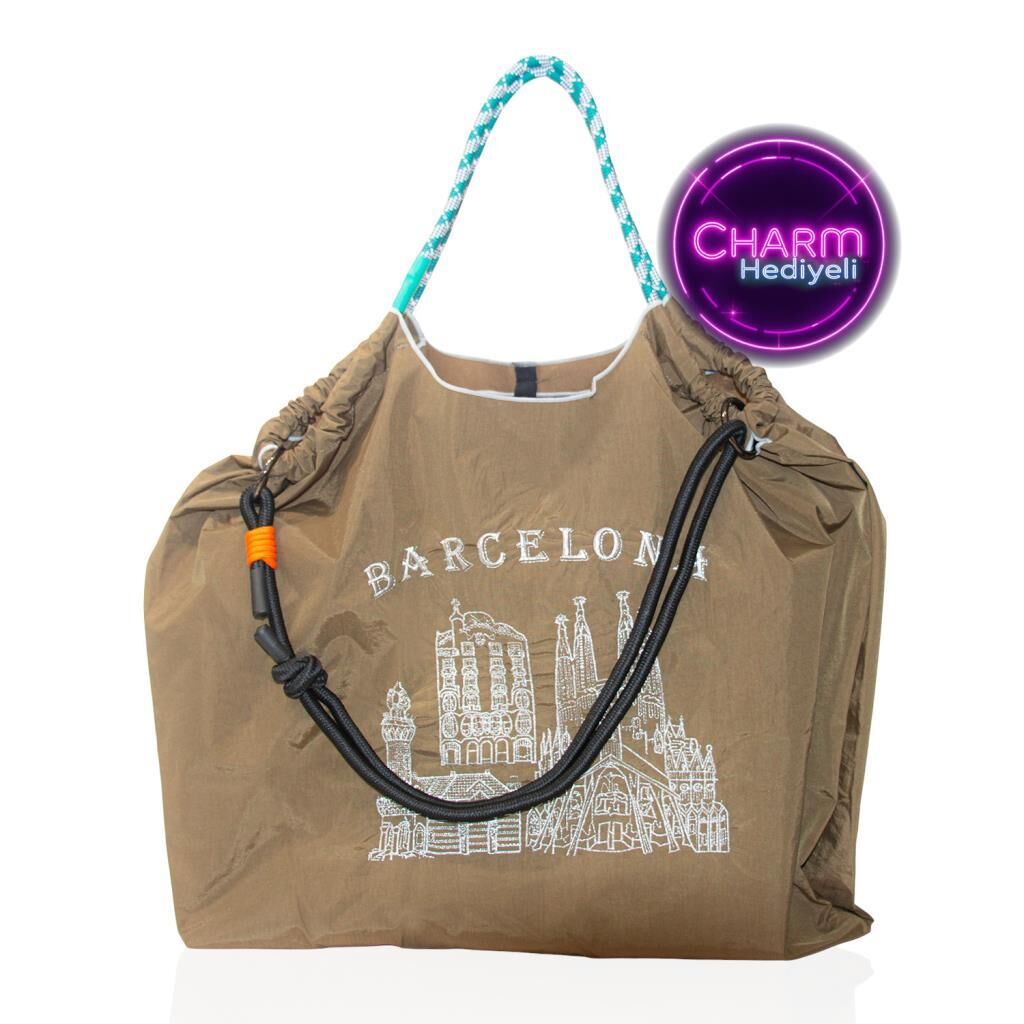 Büyük Boy Günlük veya Plaj Hafif Kadın Çanta 21-K Barcelona 29 Koyu Yeşil
