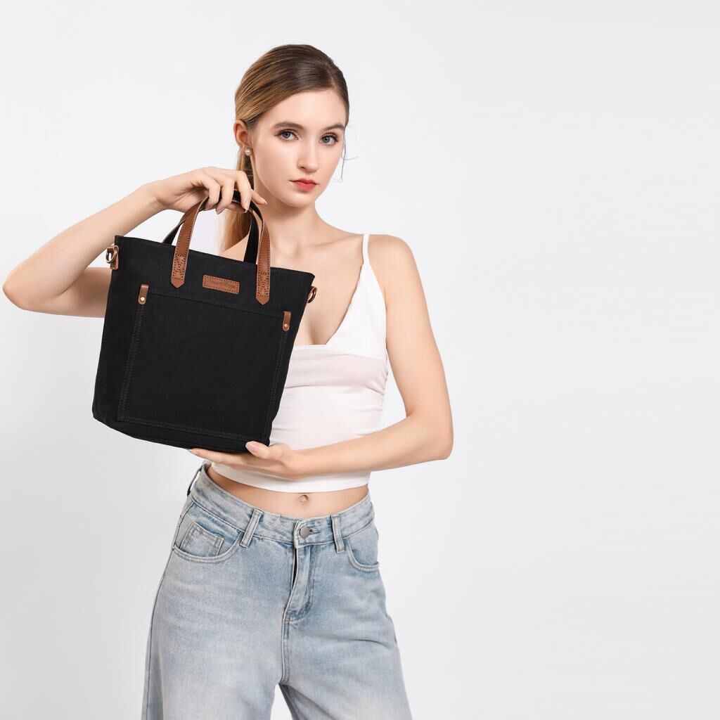 Kanvas Kumaş Kadın Çantası Elden Tutmalı Smart Bags 1328 A.Kahve