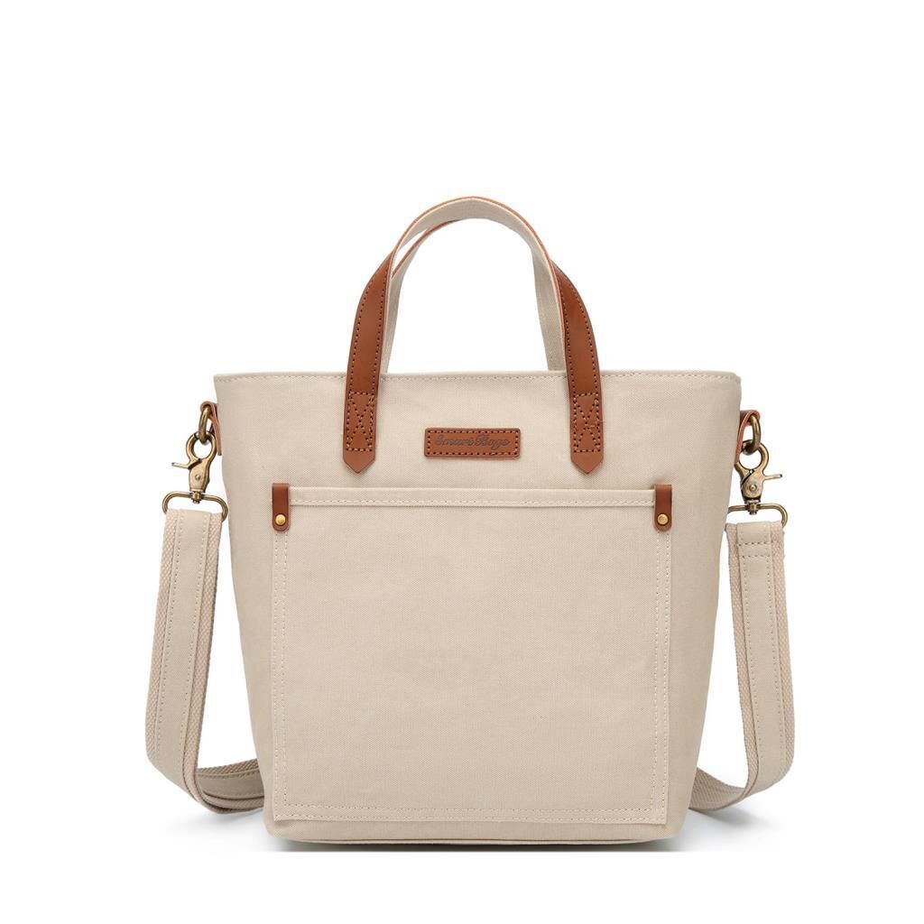 Kanvas Kumaş Kadın Çantası Elden Tutmalı Smart Bags 1328 Bej