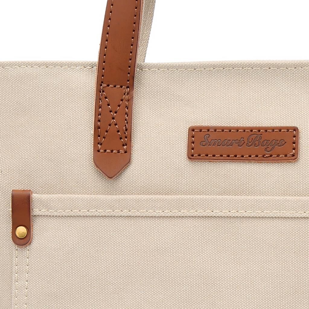 Kanvas Kumaş Kadın Çantası Elden Tutmalı Smart Bags 1328 Bej