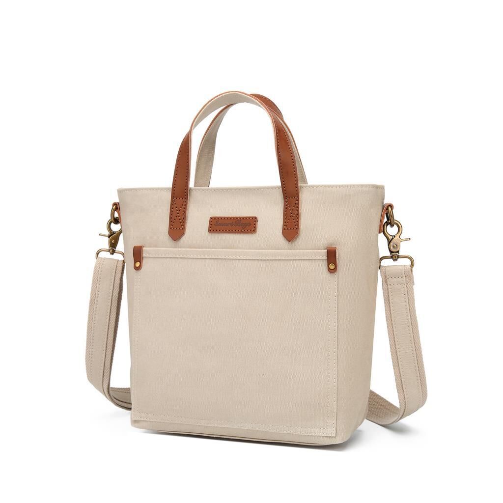Kanvas Kumaş Kadın Çantası Elden Tutmalı Smart Bags 1328 Bej
