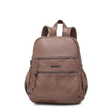 Yıkama Deri Sırt Askılı Kadın Çantası 21-K Barcelona 1902 15 Vizon