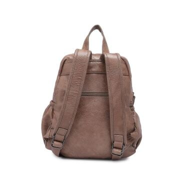 Yıkama Deri Sırt Askılı Kadın Çantası 21-K Barcelona 1902 15 Vizon