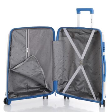 MÇS Orta Boy Kırılmaz Silikon Seyahat Valizi Bavulu V305 Kemik/Saks