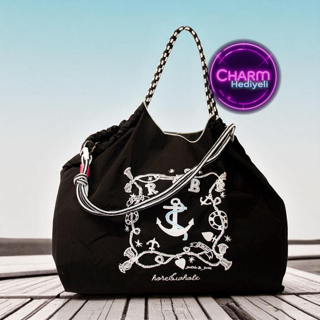 Büyük Boy Günlük veya Plaj Hafif Kadın Çanta 21-K Barcelona Coal (Siyah)