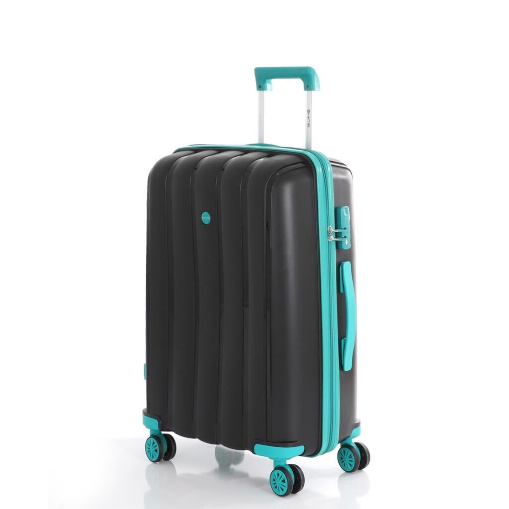 MÇS Orta Boy Kırılmaz Silikon Seyahat Valizi Bavulu V305 Siyah/CamGöbeği