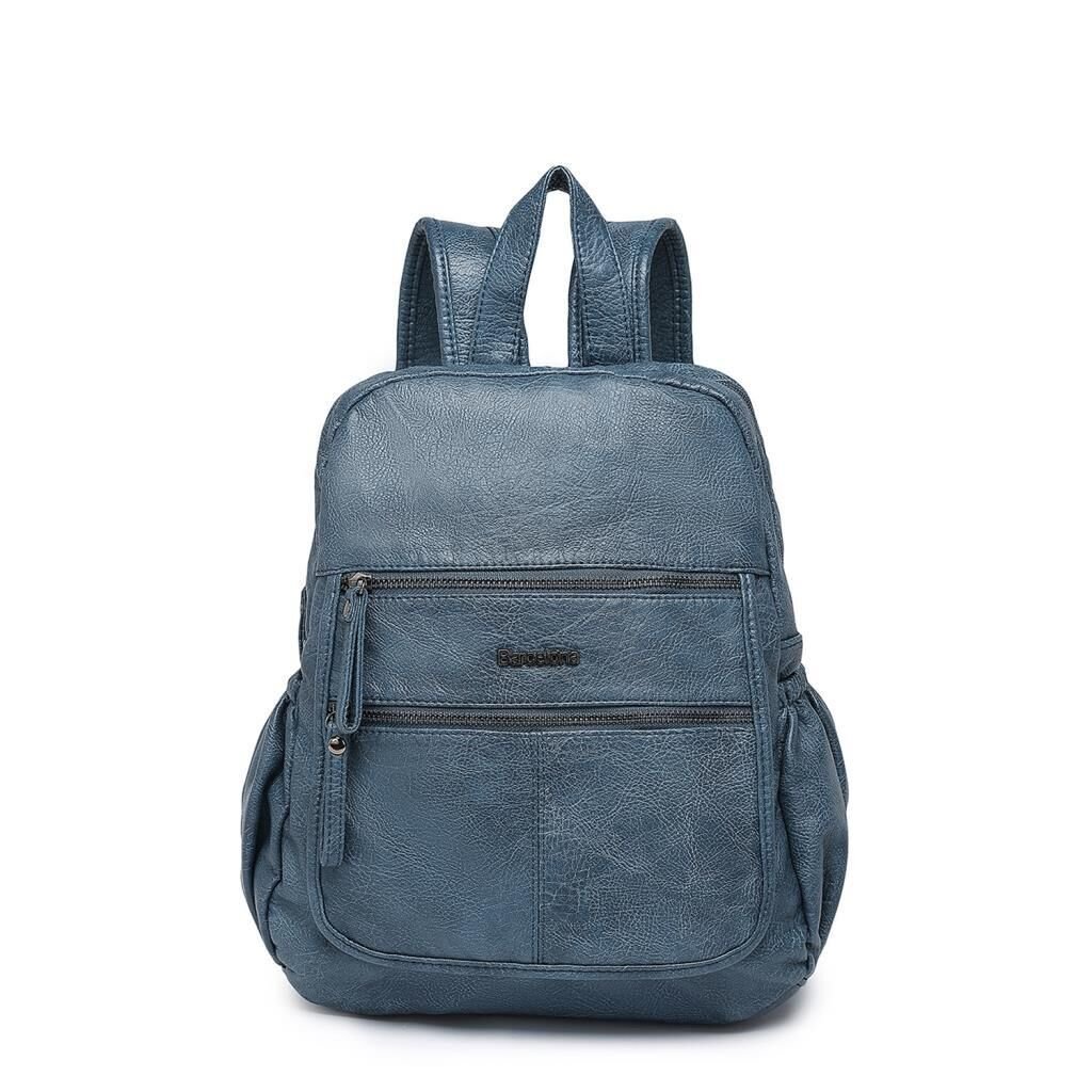 Yıkama Deri Sırt Askılı Kadın Çantası 21-K Barcelona 1902 50 Buz Mavisi