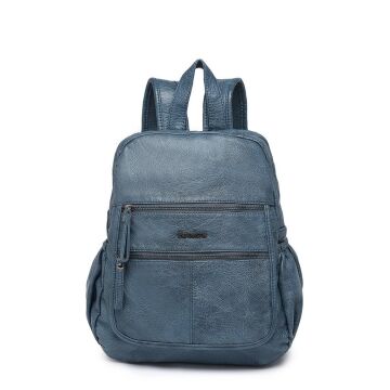 Yıkama Deri Sırt Askılı Kadın Çantası 21-K Barcelona 1902 50 Buz Mavisi