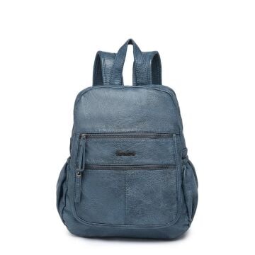 Yıkama Deri Sırt Askılı Kadın Çantası 21-K Barcelona 1902 50 Buz Mavisi