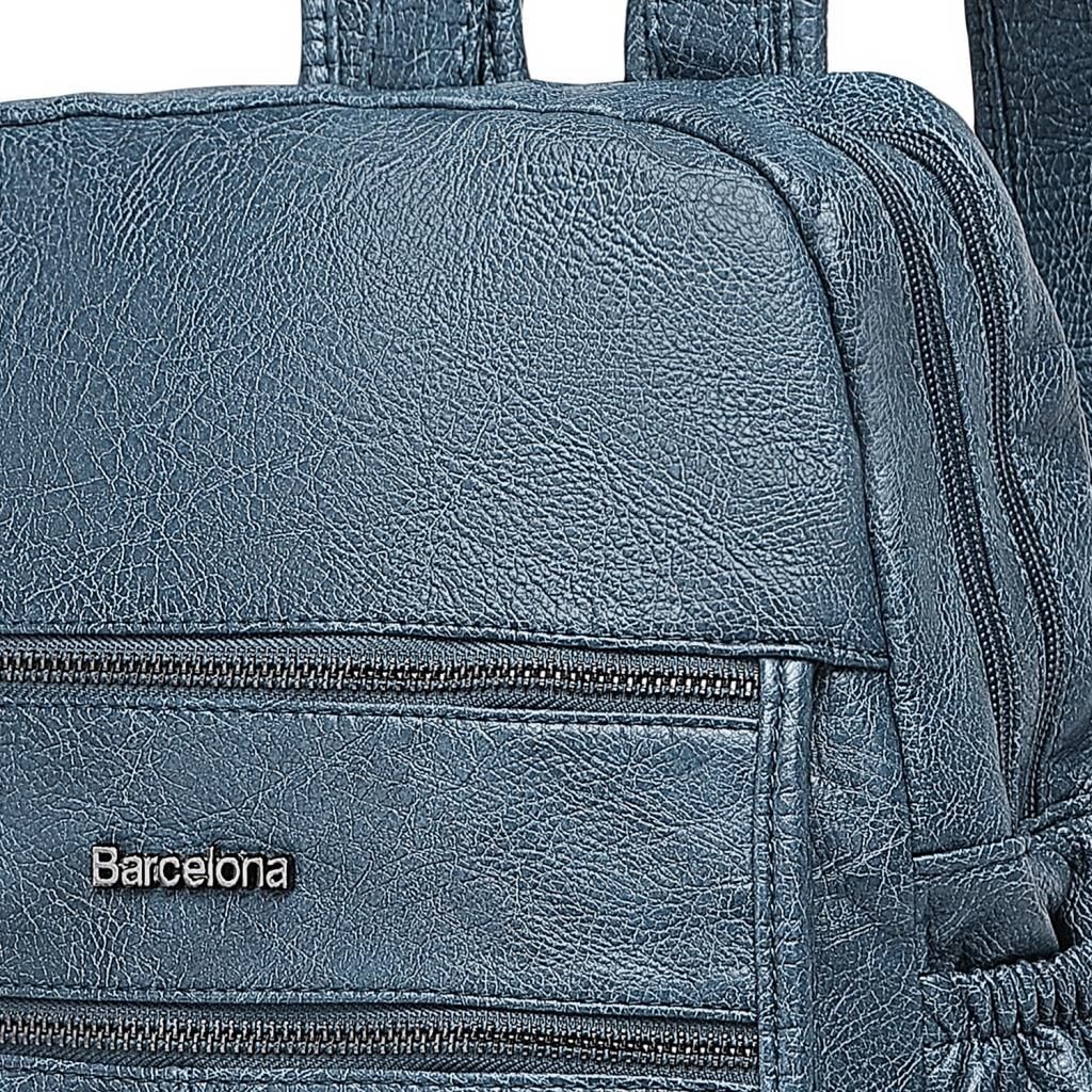 Yıkama Deri Sırt Askılı Kadın Çantası 21-K Barcelona 1902 50 Buz Mavisi