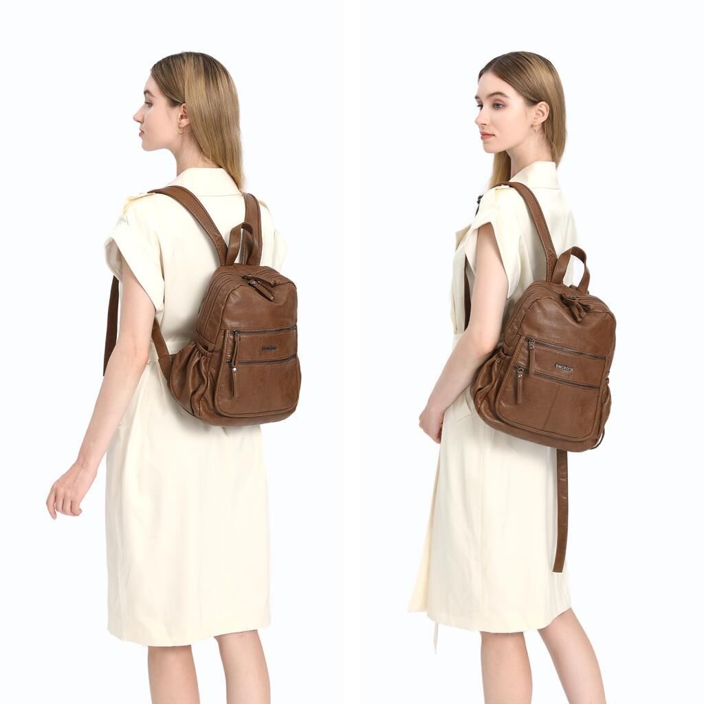 Yıkama Deri Sırt Askılı Kadın Çantası 21-K Barcelona 1902 50 Buz Mavisi