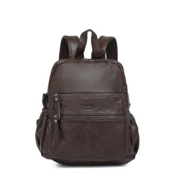 Yıkama Deri Sırt Askılı Kadın Çantası 21-K Barcelona 1902 06 Kahve