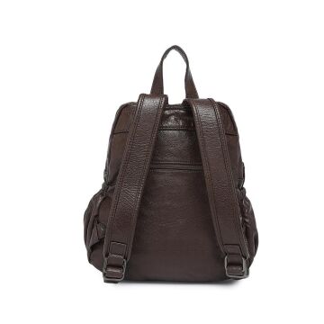 Yıkama Deri Sırt Askılı Kadın Çantası 21-K Barcelona 1902 06 Kahve