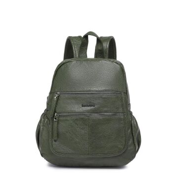 Yıkama Deri Sırt Askılı Kadın Çantası 21-K Barcelona 1902 K.Yeşil