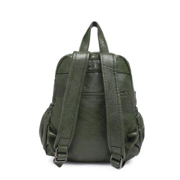 Yıkama Deri Sırt Askılı Kadın Çantası 21-K Barcelona 1902 K.Yeşil