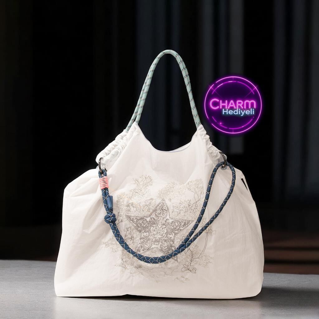 Orta Boy Günlük veya Plaj için Kadın Çantası 21-K Barcelona Beyaz