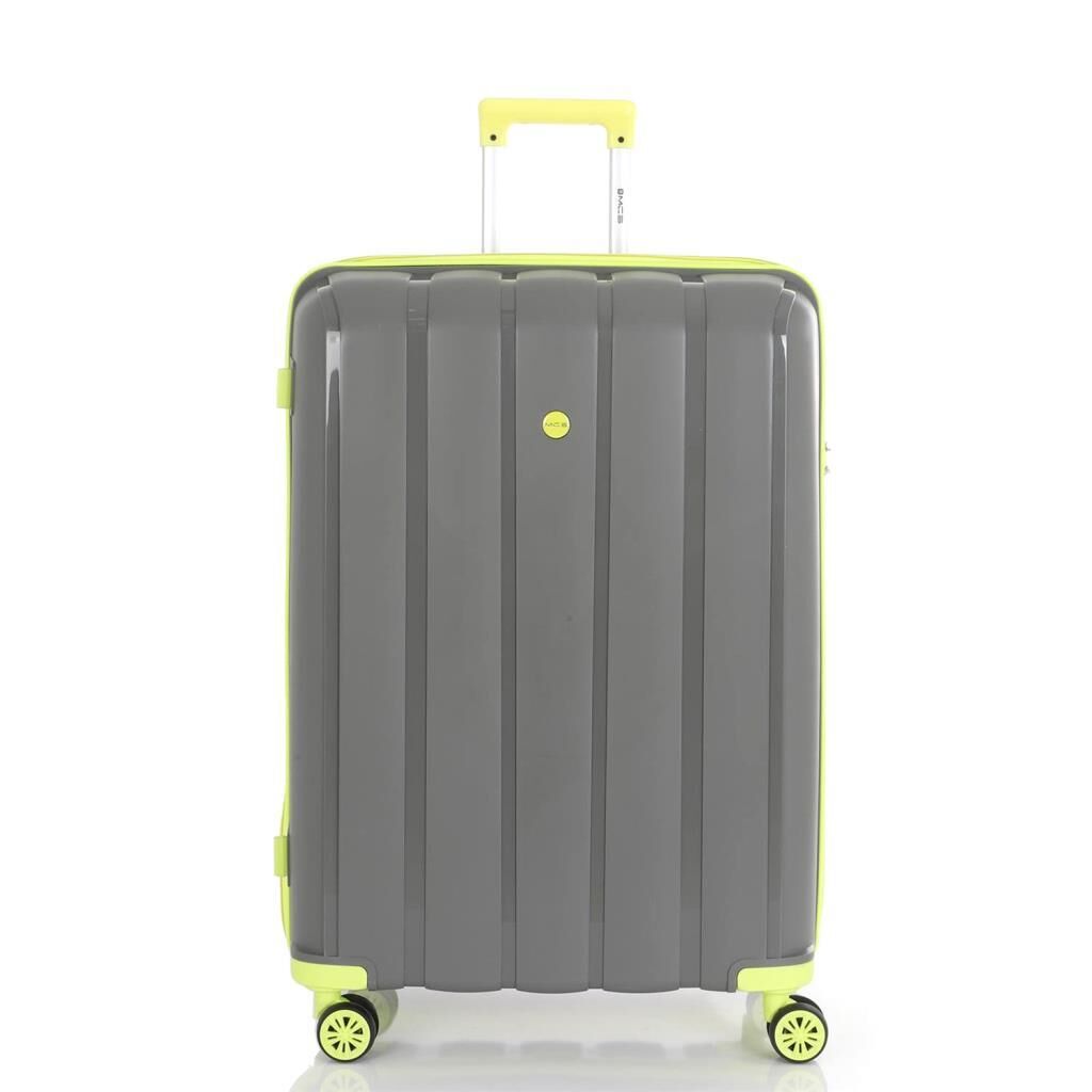 MÇS Orta Boy Kırılmaz Silikon Seyahat Valizi Bavulu V305 Gri/AçıkSarı