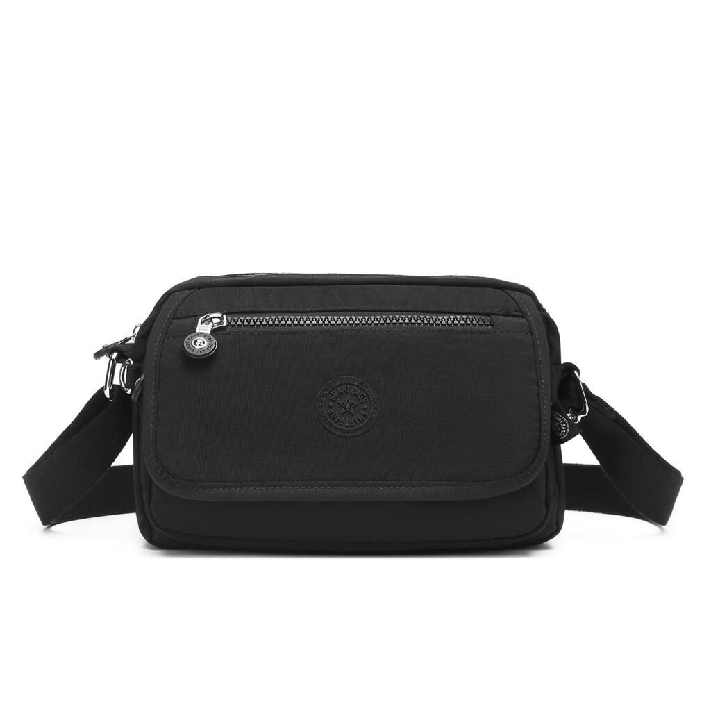 Smart Bags Postacı Kadın Çantası Krinkıl Kumaş 3166 Siyah