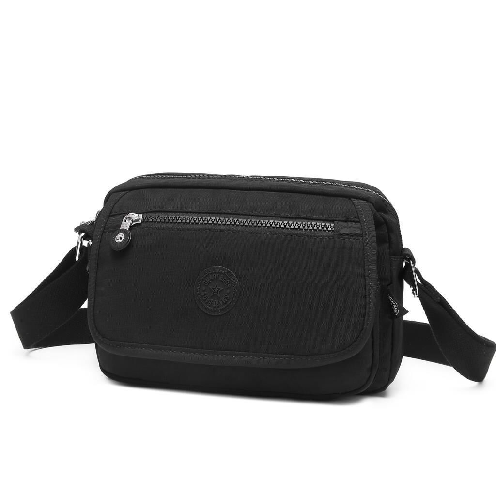 Smart Bags Postacı Kadın Çantası Krinkıl Kumaş 3166 Siyah