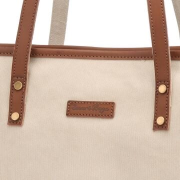 Kanvas Kumaş Kadın Omuz Çantası Smart Bags 1330 Bej