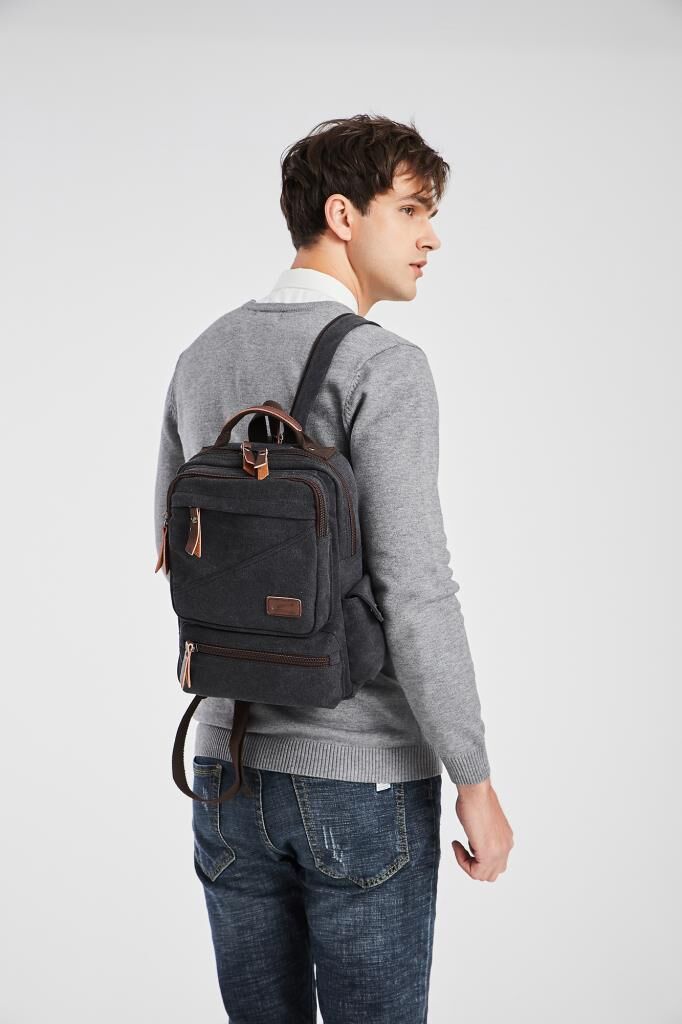 C-Active Kanvas Kumaş Orta Boy Sırt Çantası 1261 Gri