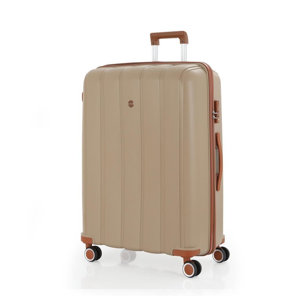 MÇS 3lü Set Kırılmaz Silikon Seyahat Valizi Bavulu V305 Şampanya/Kahve