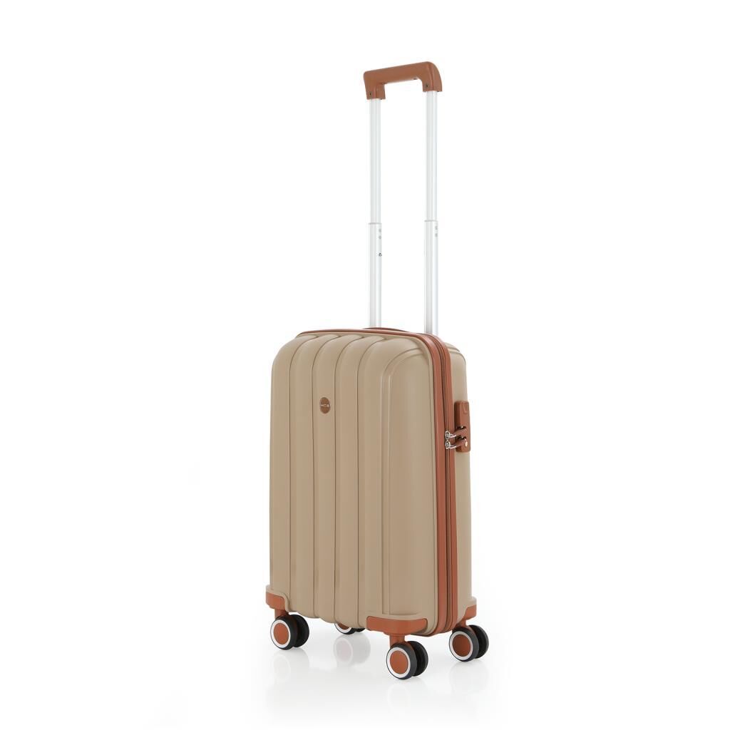 MÇS 3lü Set Kırılmaz Silikon Seyahat Valizi Bavulu V305 Şampanya/Kahve