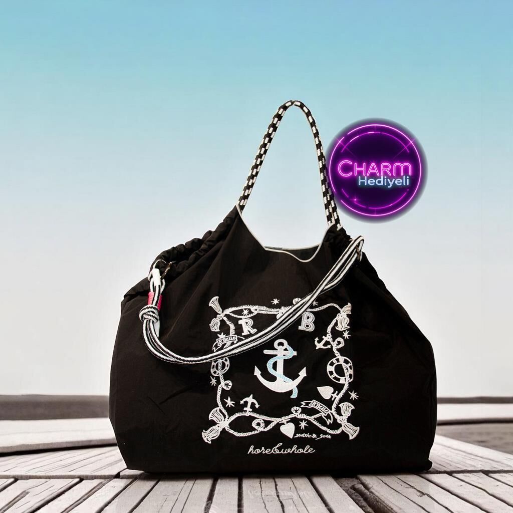 Orta Boy Günlük veya Plaj için Kadın Çantası 21-K Barcelona Coal (Siyah)