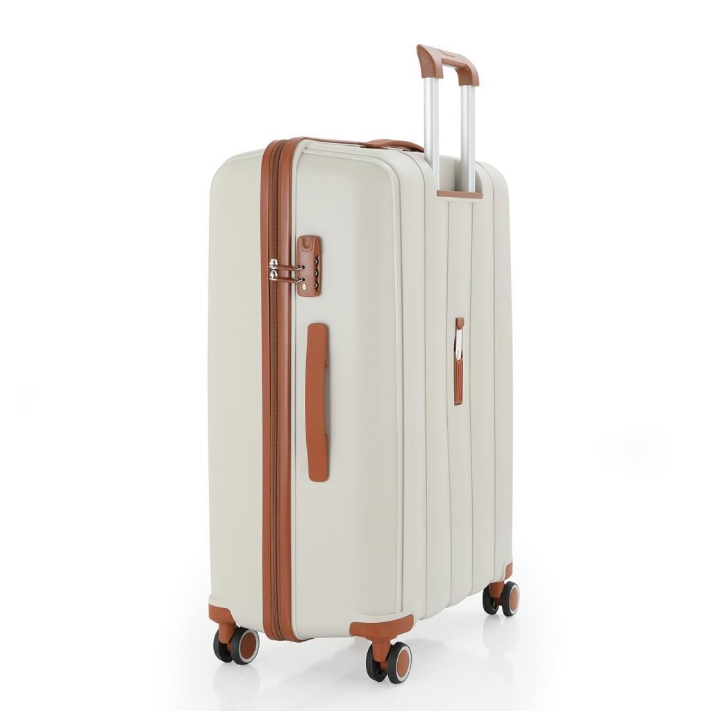 MÇS 3lü Set Kırılmaz Silikon Seyahat Valizi Bavulu V305 Kemik Kahve