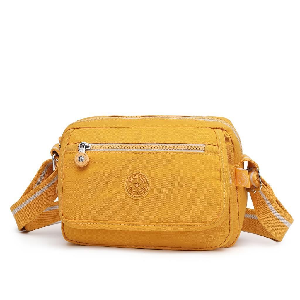 Smart Bags Postacı Kadın Çantası Krinkıl Kumaş 3166 Hardal/Bej