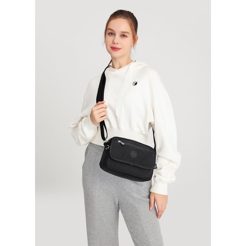 Smart Bags Postacı Kadın Çantası Krinkıl Kumaş 3166 Hardal/Bej