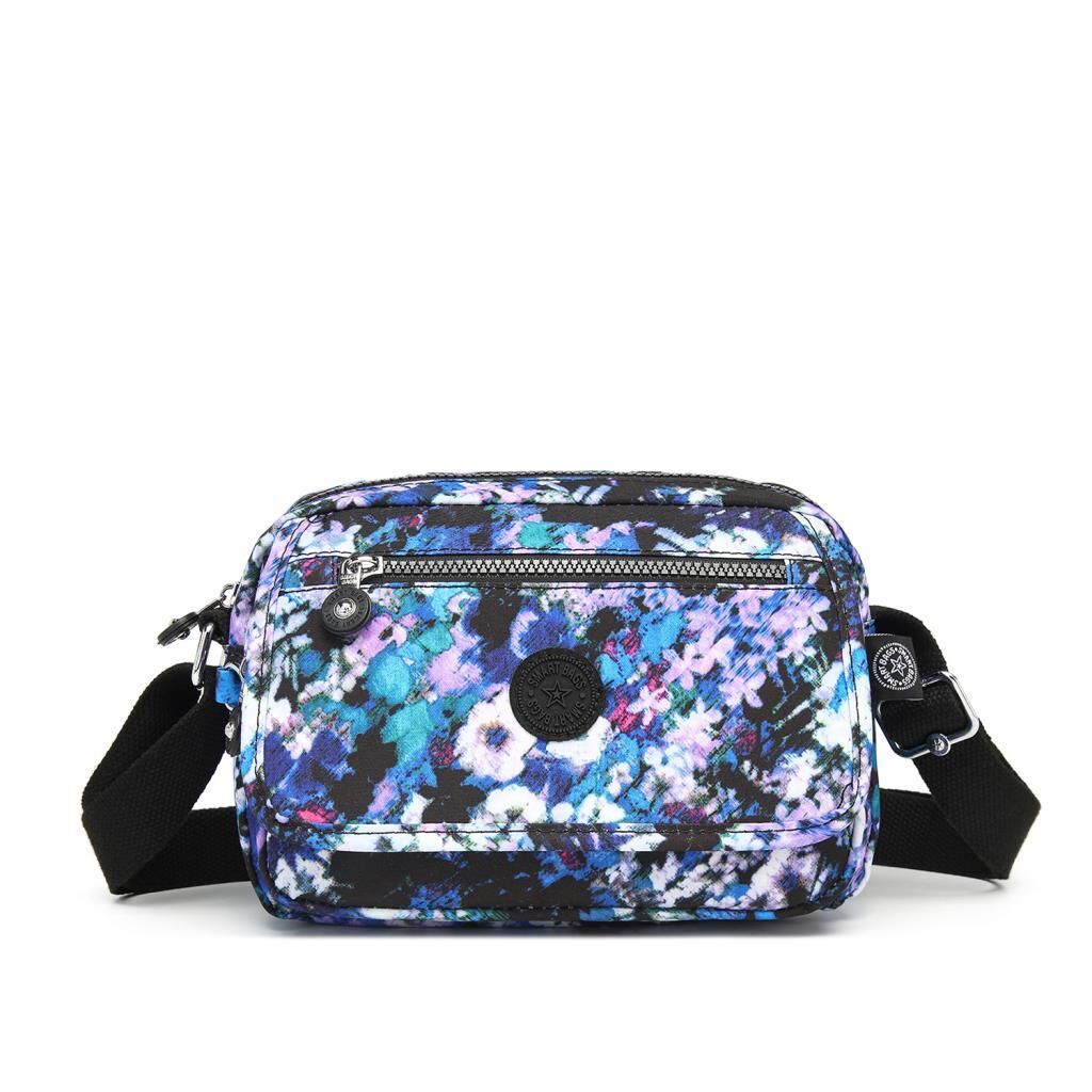 Smart Bags Postacı Kadın Çantası Krinkıl Kumaş 3166 Mavi Print