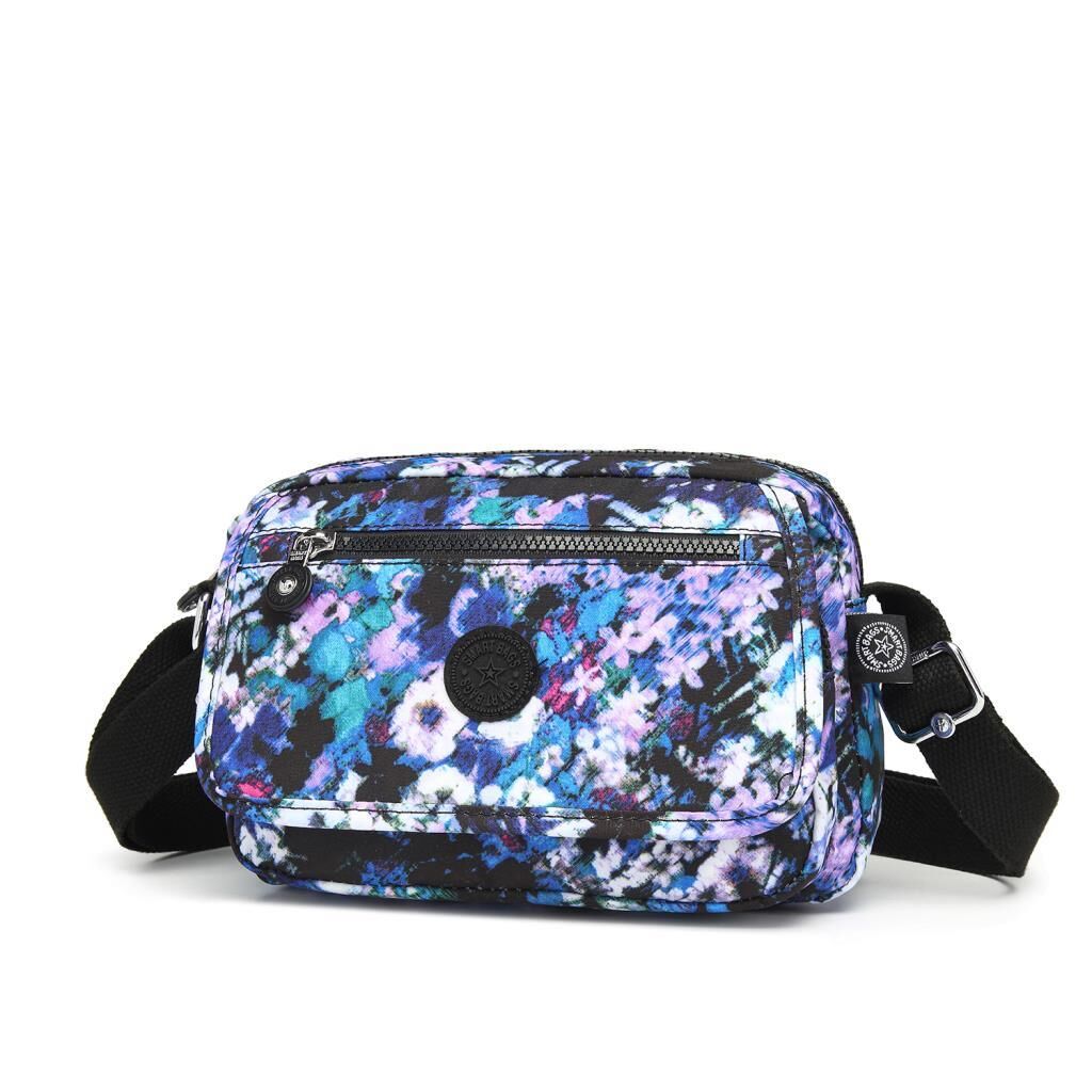 Smart Bags Postacı Kadın Çantası Krinkıl Kumaş 3166 Mavi Print