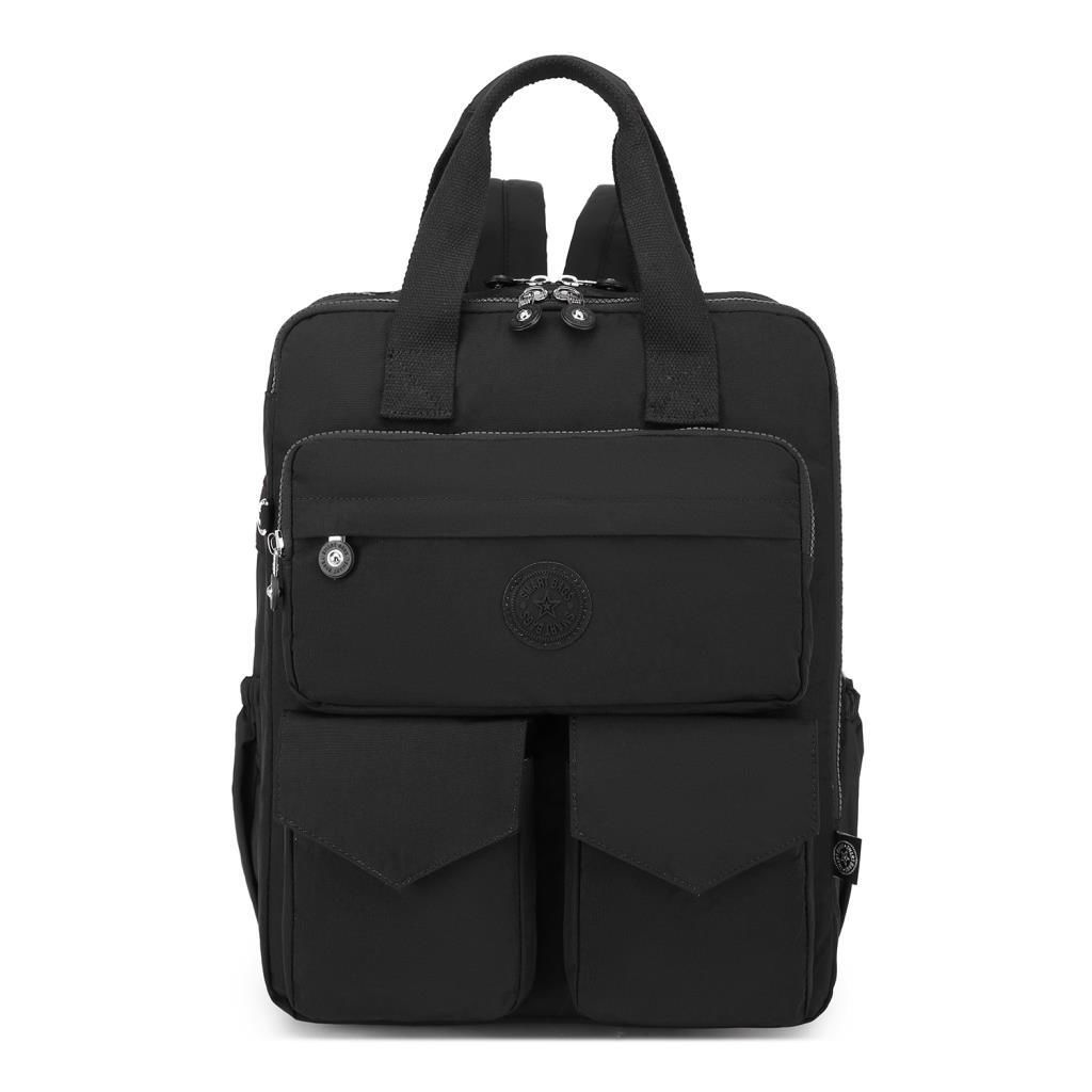 Büyük Boy Krinkıl Kumaş Sırt Çantası Smart Bags 1175 Siyah