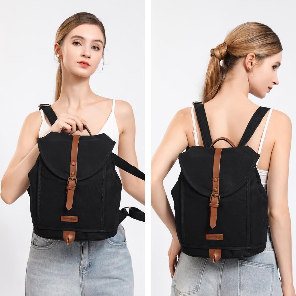 Kanvas Kumaş Kadın Sırt Çantası Smart Bags 1335 Siyah