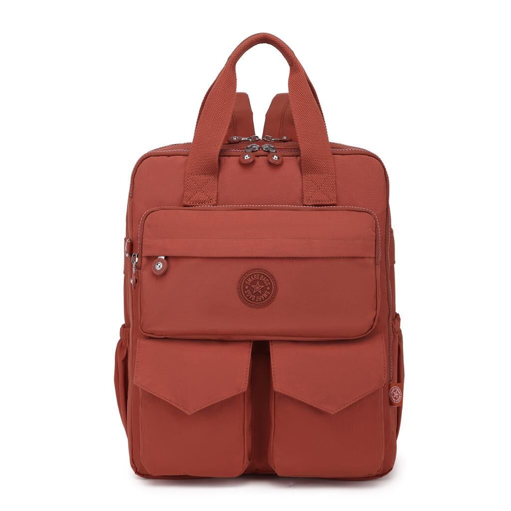 Büyük Boy Krinkıl Kumaş Sırt Çantası Smart Bags 1175 Kiremit