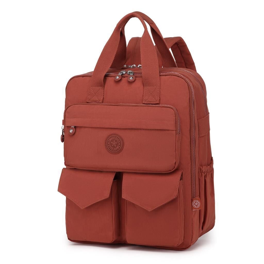 Büyük Boy Krinkıl Kumaş Sırt Çantası Smart Bags 1175 Kiremit