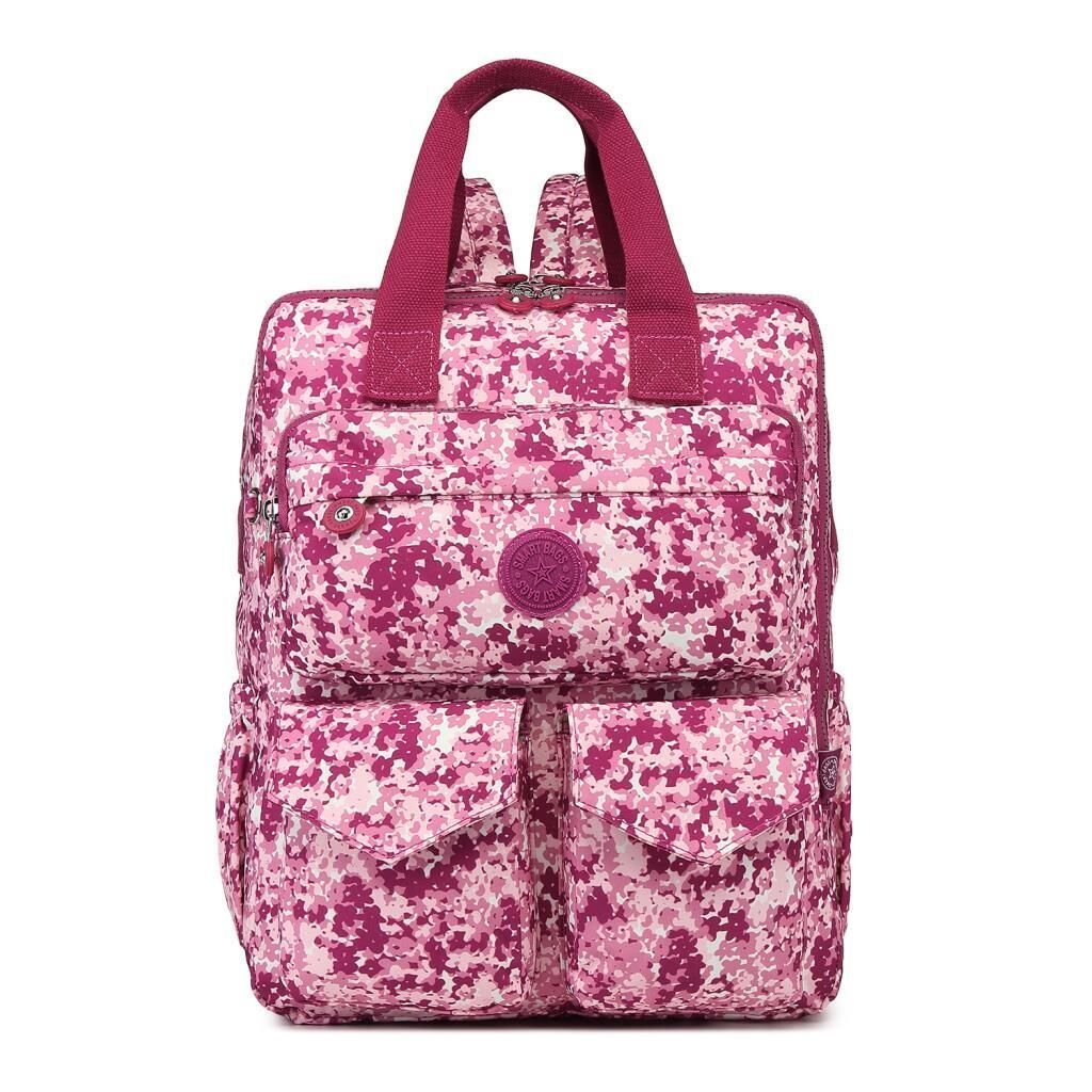 Büyük Boy Krinkıl Kumaş Sırt Çantası Smart Bags 1175 Fuşya Flower