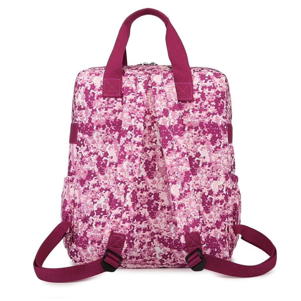 Büyük Boy Krinkıl Kumaş Sırt Çantası Smart Bags 1175 Fuşya Flower