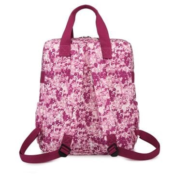 Büyük Boy Krinkıl Kumaş Sırt Çantası Smart Bags 1175 Fuşya Flower