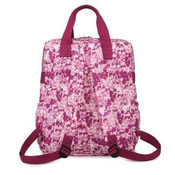 Büyük Boy Krinkıl Kumaş Sırt Çantası Smart Bags 1175 Fuşya Flower