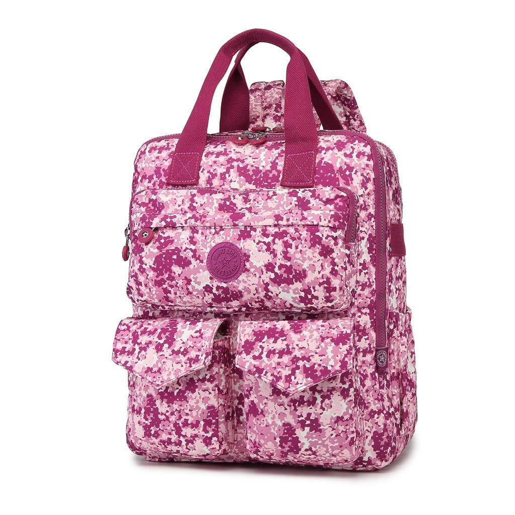 Büyük Boy Krinkıl Kumaş Sırt Çantası Smart Bags 1175 Fuşya Flower