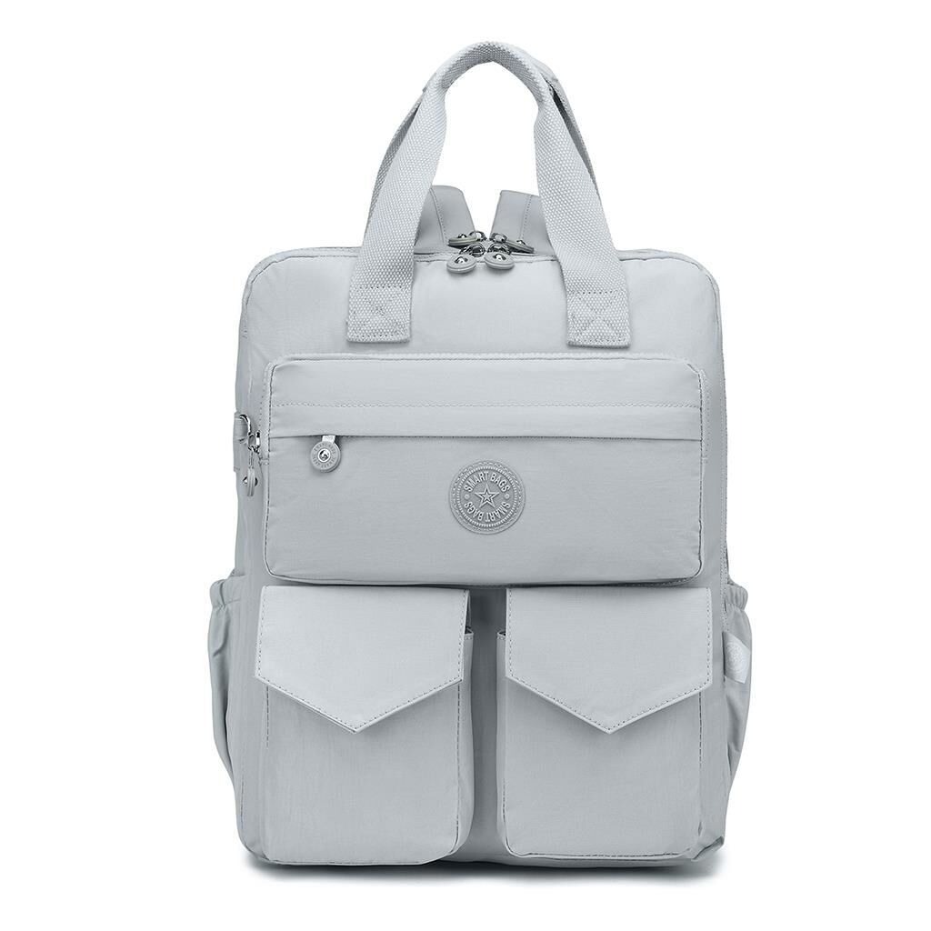 Büyük Boy Krinkıl Kumaş Sırt Çantası Smart Bags 1175 Açık Gri