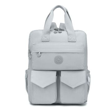 Büyük Boy Krinkıl Kumaş Sırt Çantası Smart Bags 1175 Açık Gri