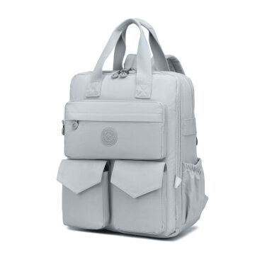 Büyük Boy Krinkıl Kumaş Sırt Çantası Smart Bags 1175 Açık Gri