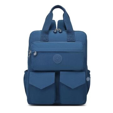 Büyük Boy Krinkıl Kumaş Sırt Çantası Smart Bags 1175 Lacivert