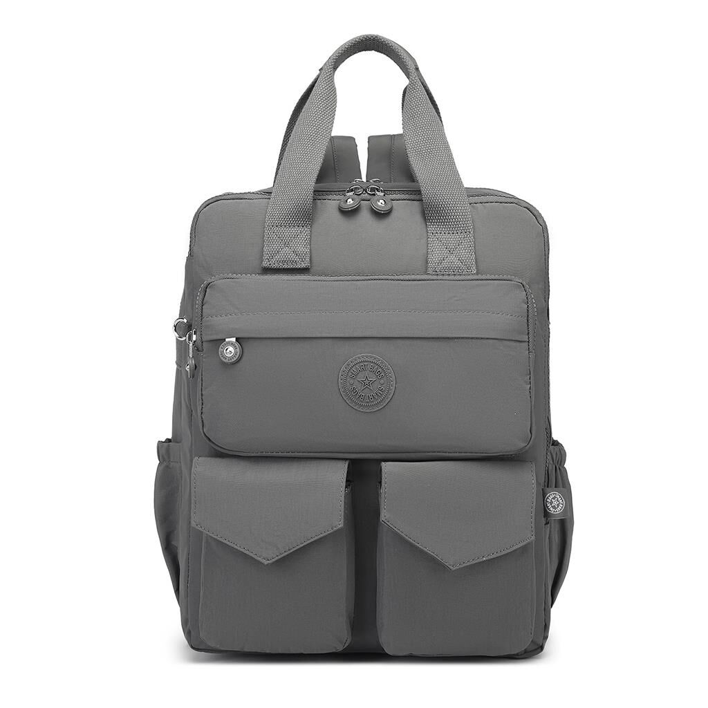 Büyük Boy Krinkıl Kumaş Sırt Çantası Smart Bags 1175 Koyu Gri
