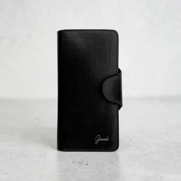 Grande Gerçek Deri Uniseks Cüzdan İnce Tasarım Büyük Boy Siyah