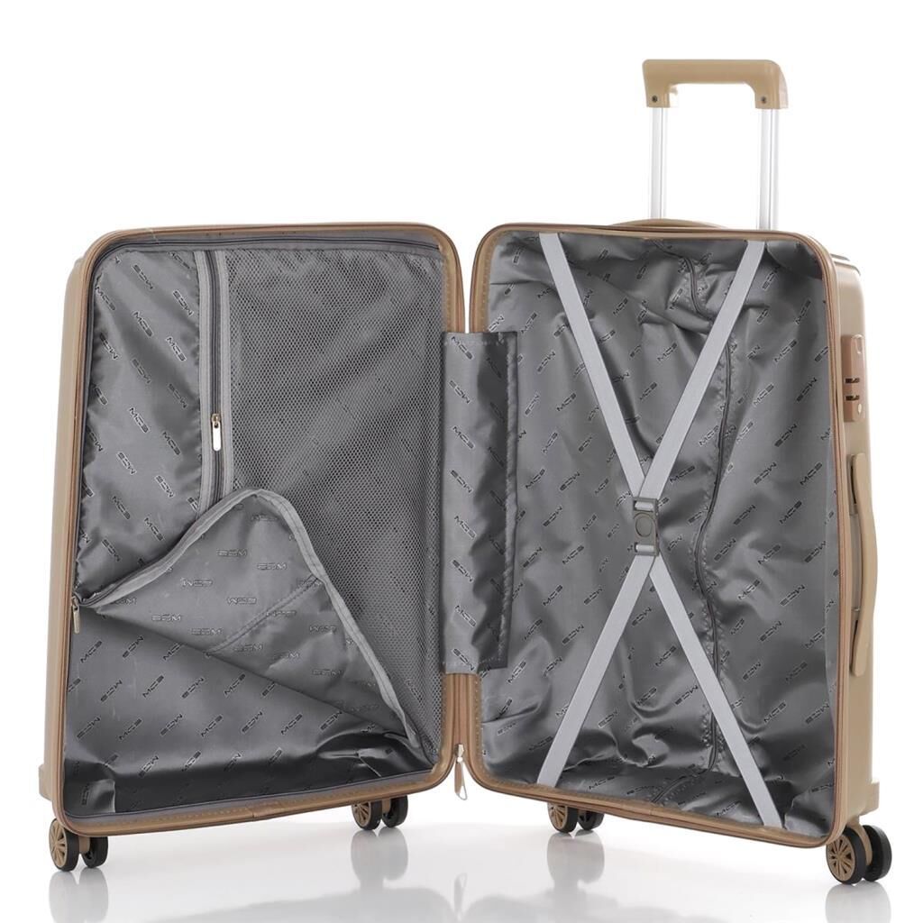 MÇS 3lü Set Kırılmaz Silikon Seyahat Valizi Bavulu V305 Şampanya