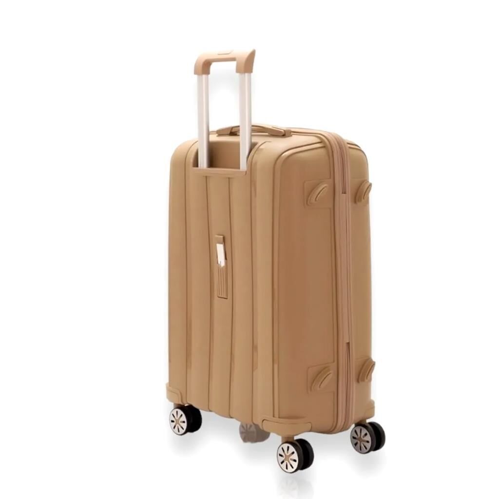 MÇS 3lü Set Kırılmaz Silikon Seyahat Valizi Bavulu V305 Şampanya